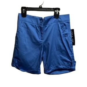 Bella Rose Blue Shorts  Button Pockets Roll Hem Size 10 Womens NWT